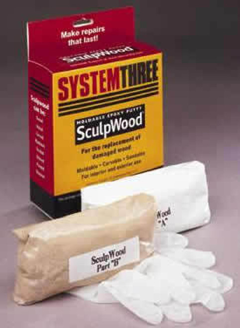 System Three 1600K20 SculpWood Putty Kit 0.5 Gallon Brown