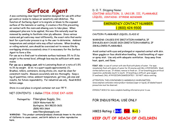 Gallon Can, Surface Agent