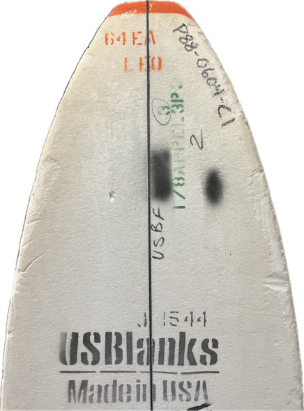 6'4" EA US Blanks, Orange, 1/8" Black 3-Ply Appel Core Stringer, Natural Rocker