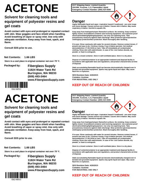 Quart Can, Acetone