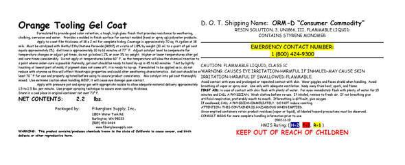Quart, Orange Tooling Gel Coat