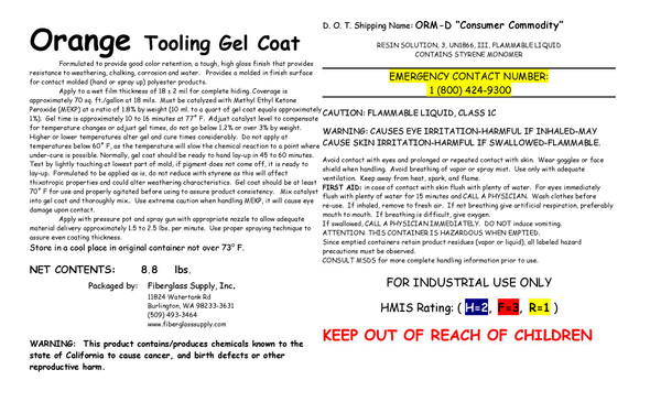 Gallon  Orange Tooling Gel Coat