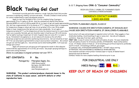 Gallon  Black Tooling Gel Coat
