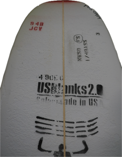 9'4" B Blank, Red, 1/4" Basswood Stringer, Natural Rocker