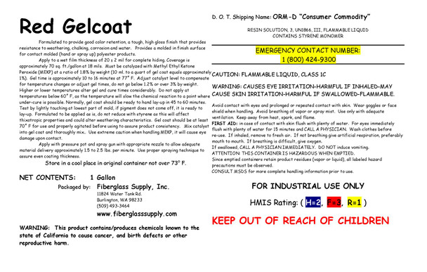 Red Gelcoat Gallon