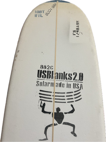 10'8"Y US Blanks, Blue, 1/4" Basswood, Natural Rocker