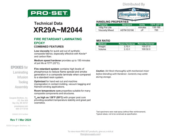 PRO-SET® XR29A-1 Fire Retardant Laminating Resin