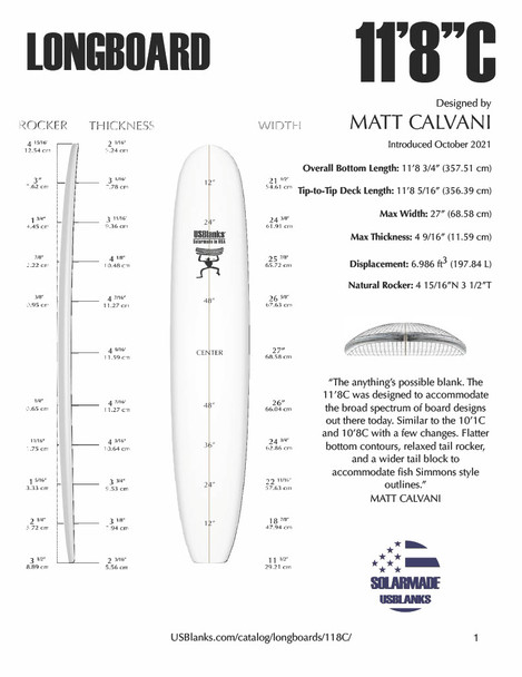 11'8"C Blank, Blue, 3/8" Basswood Stringer, Natural Rocker
