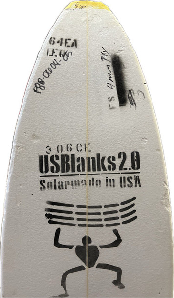 6'4" EA US Blanks, Yellow, 4mm Ply Stringer, Natural Rocker