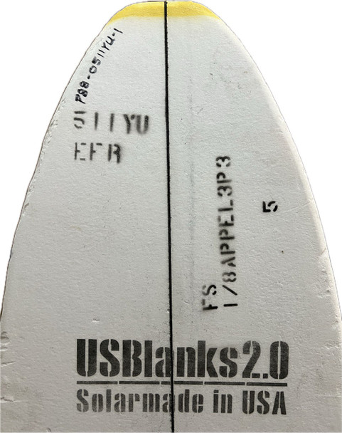 5'11"YU US Blanks, Yellow, Black 3-Ply Appelcore, Natural Rocker