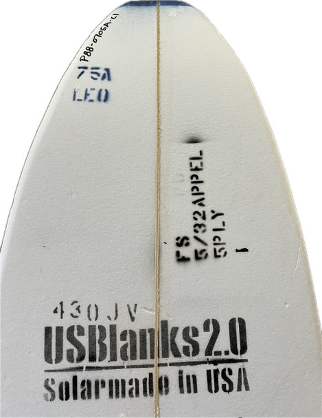 7'5"A US Blanks, Blue, 5/32" Appelcore 5-ply stringer, Natural Rocker