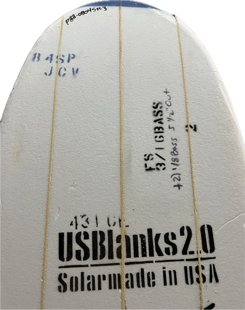 8'4"SP US Blanks, Blue, Triple Stringer 3/16"Bass +2x 1/8"Bass 5.5"offset, Natural Rocker