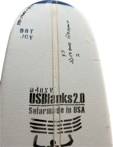 9'8"Y US Blanks, Blue, 2x 1/8" Bass 1-1/8" Apart, Natural Rocker