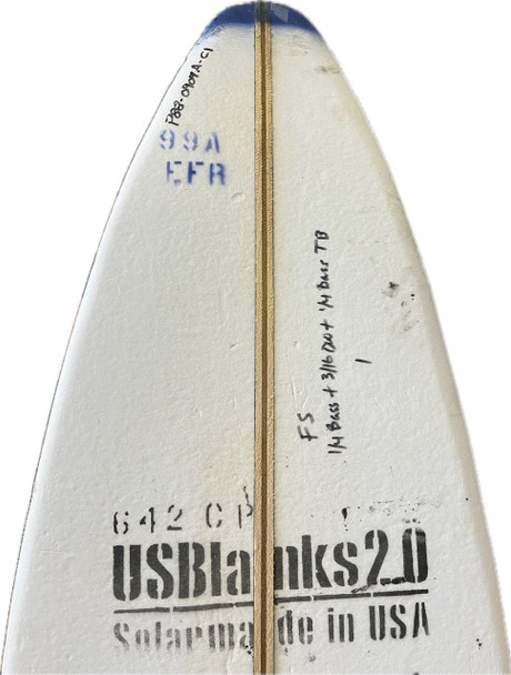 9'9"A US Blanks, Blue, T-Band (1/4"Bass,3/16"Darkwood,1/4"Bass), Natural Rocker, Black glue