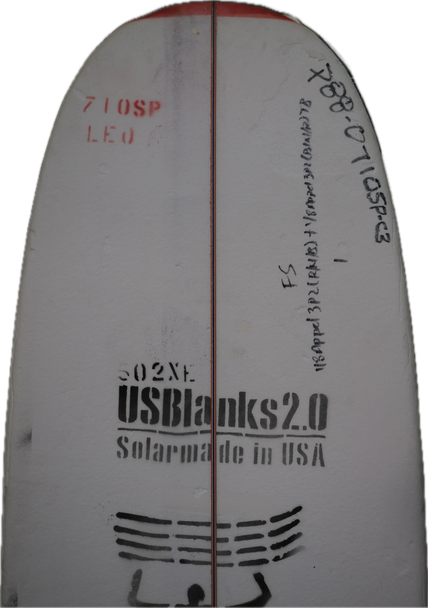7'10"SP, Red, T-band 2x 1/8" AppelCore Red/White/Blue - Blue/White/Red, Natural Rocker, Clear Gluer