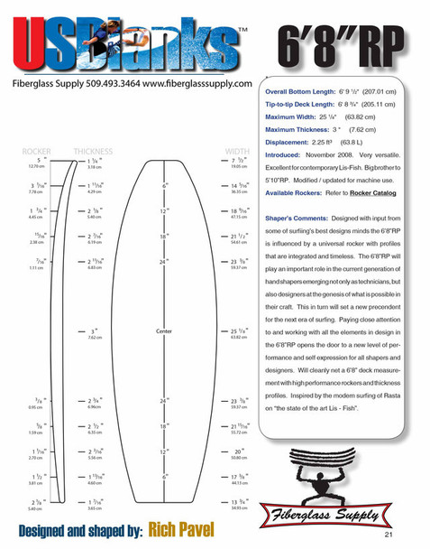 EPS Hotwired 6'8" RP, 2# EPS, US Blanks, Black Appelcore 3-Ply Stringer