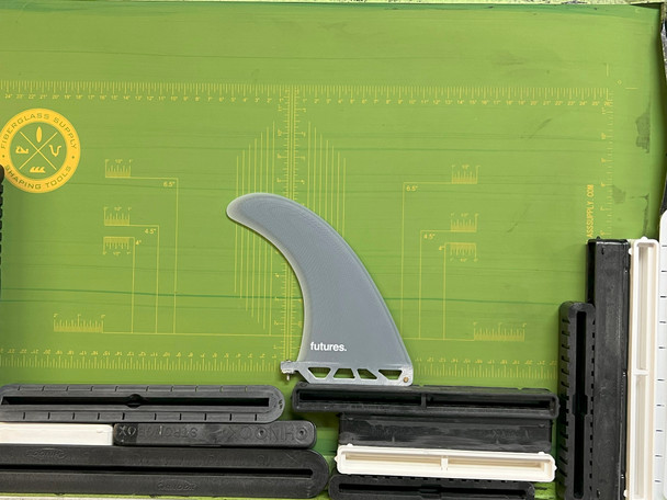 7" Futures. Performance Longboard Fin, Solid Grey w/ Transparant Grey Edge