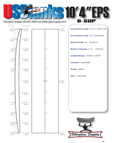 10'4" SUP Hotwired EPS Blank, B Rocker