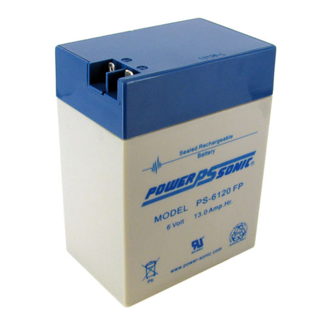 Power-Sonic PS-6120-FP, 6V 13Ah Sealed Lead Acid Battery (FP Terminal)