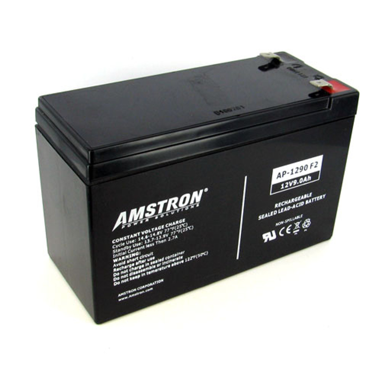 AP-1290 - Amstron 12V / 9Ah Sealed Lead Acid Battery w/ F2 Terminal