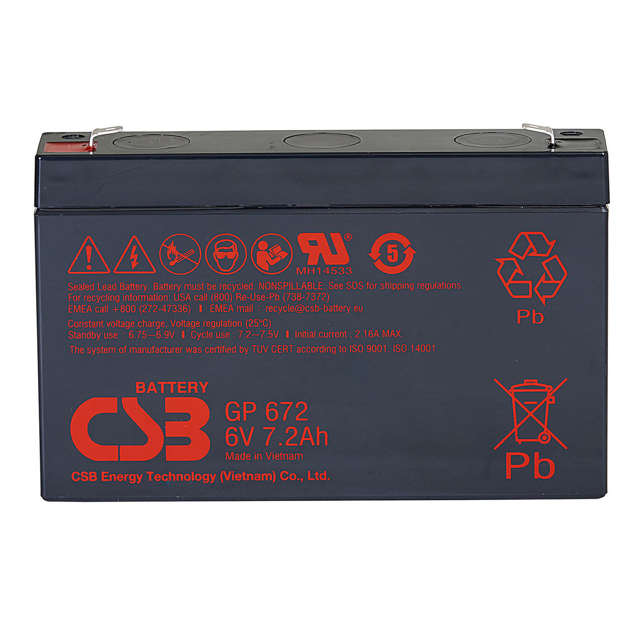CSB GP-672F1 6V 7.2Ah Battery