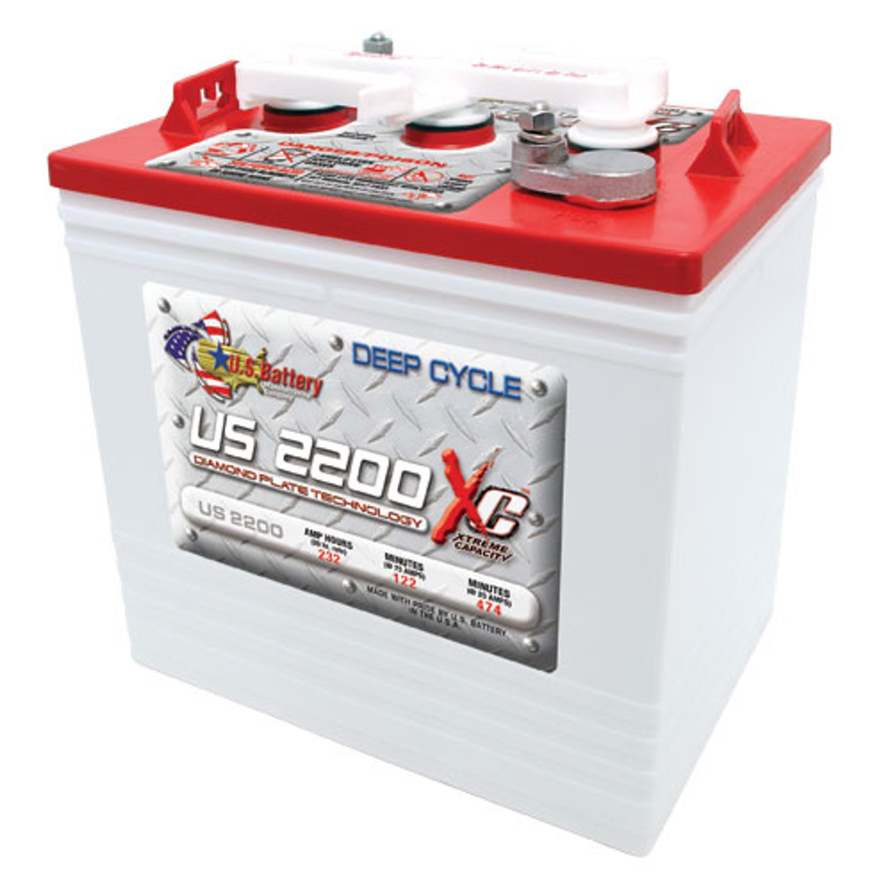 Us Battery 2200xc 6 Volt 232ah Deep Cycle Golf Cart Battery