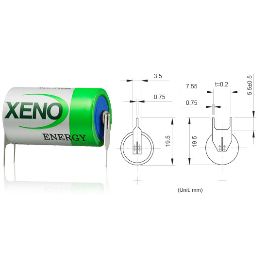 Xeno Energy XL-050F/T3 1/2 AA 3.6V Lithium Battery with 3 PC Pins (A)