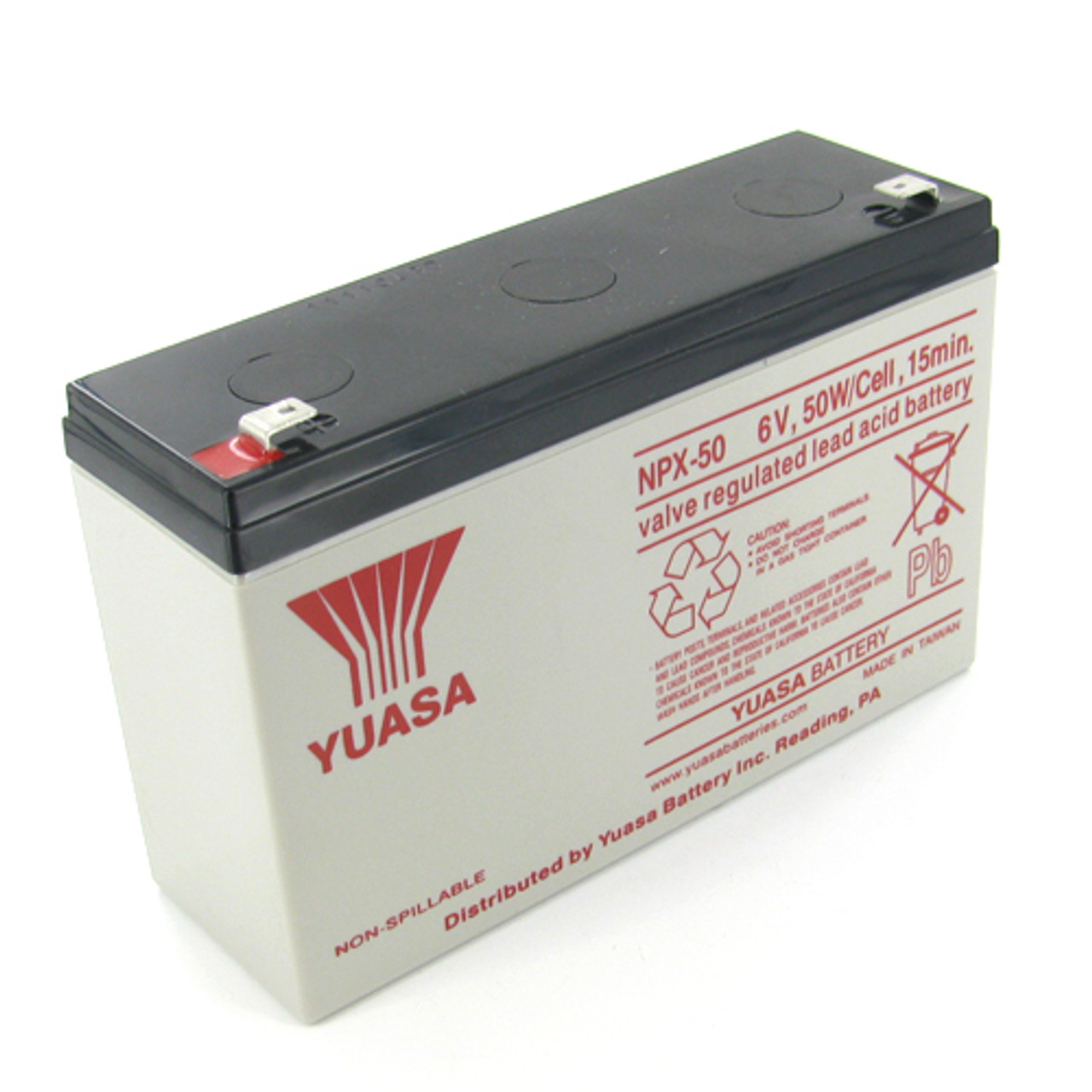 REC50-12, Yuasa Rechargeable Battery, Lead-Acid, 12V, 50Ah, Screw  Terminal, M5