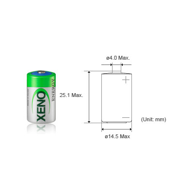 1/2 AA - Xeno XL-050F Battery Replacement - Full Box