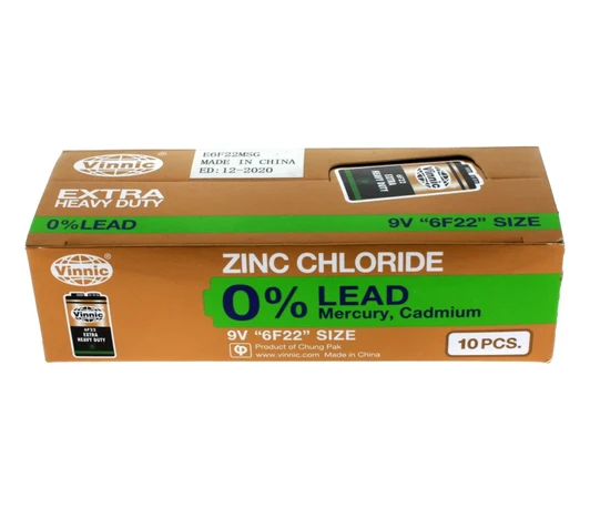 Vinnic 9V Super Heavy Duty Battery - 10 Pack - Clearance Sale Item