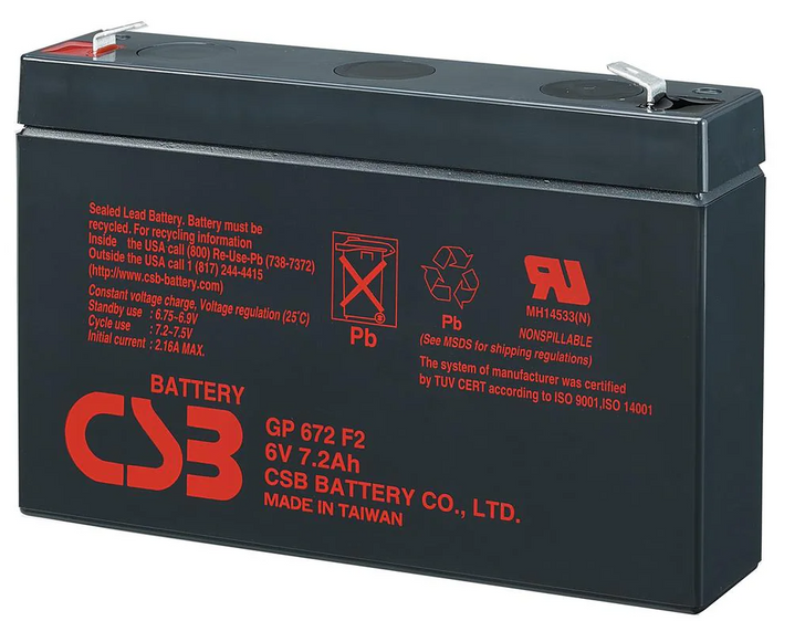 CSB GP-672F2 6V 7.2Ah Sealed Lead Acid Battery