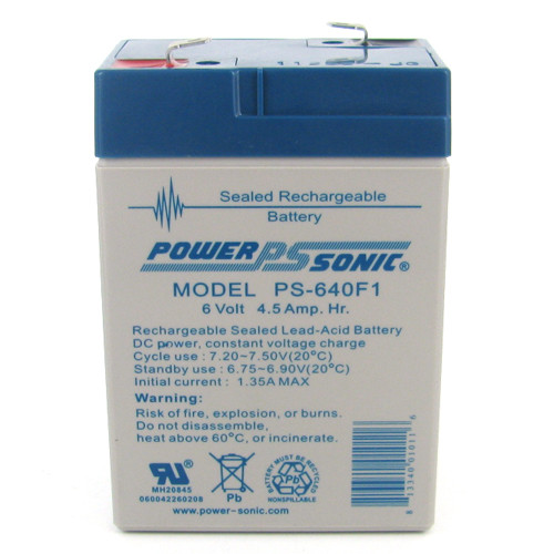 Power-Sonic PS-640 6V/4.5AH Sealed Lead Acid Battery w/ F1