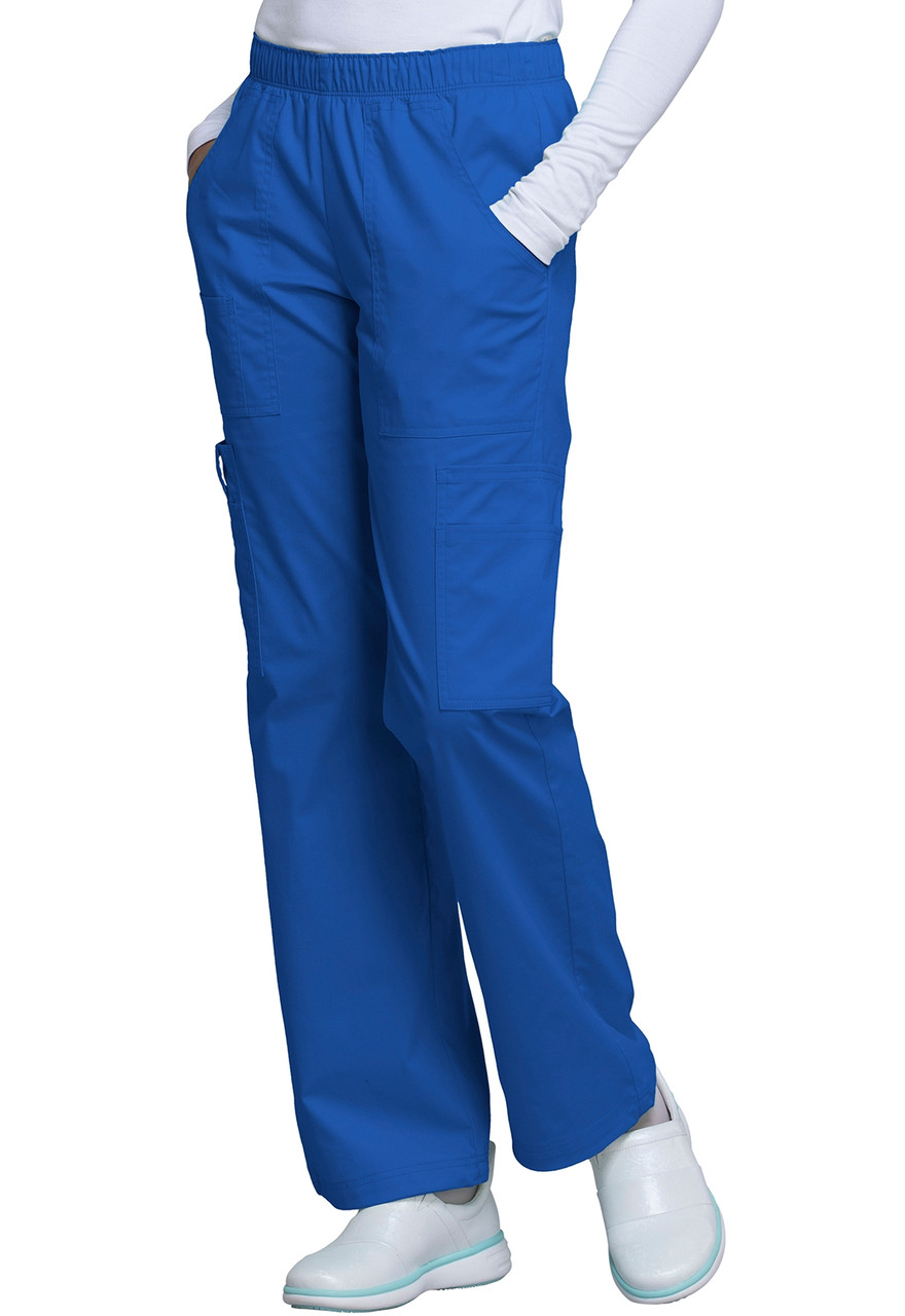 Cherokee Women's Core Stretch Mid-Rise Pull-On Cargo Scrubs Pants