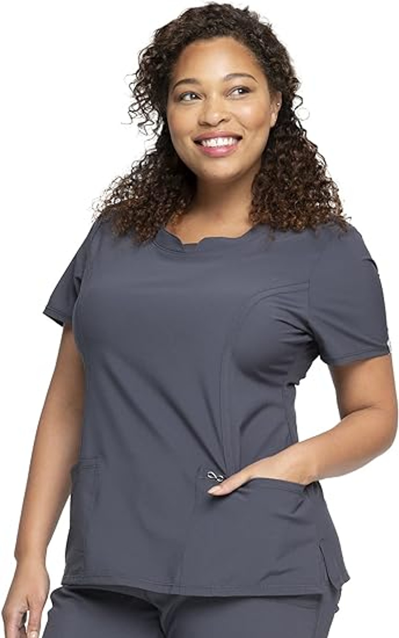 Infinity By Cherokee Women's Solid Round Neck Scrub Top With Top Stitch -  Scrubs Direct