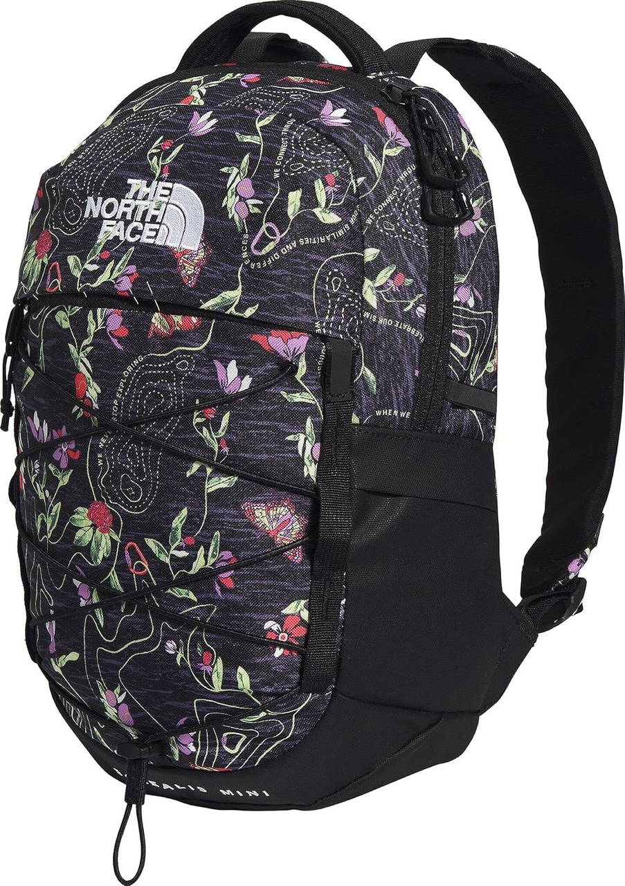 north face backpack with flowers The North Face Black Mini Borealis Backpack