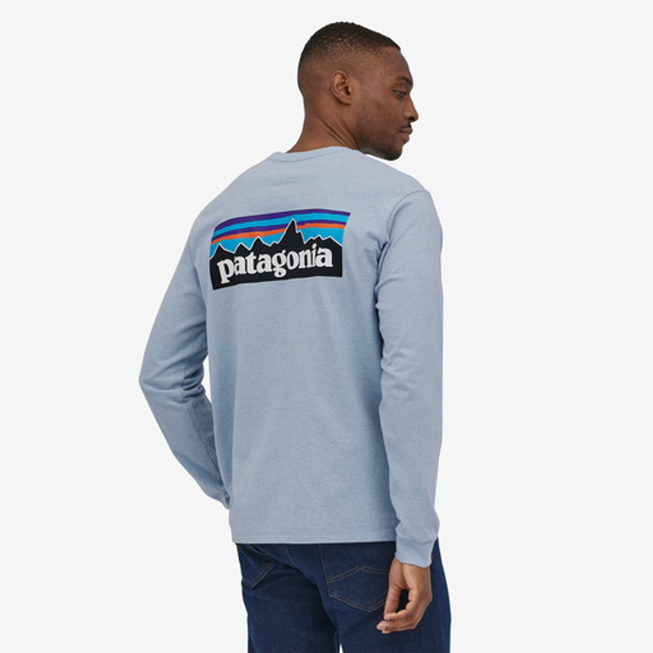 patagonia ロンT L LONG-SLEEVED P-6 LOGO 水色 - トップス