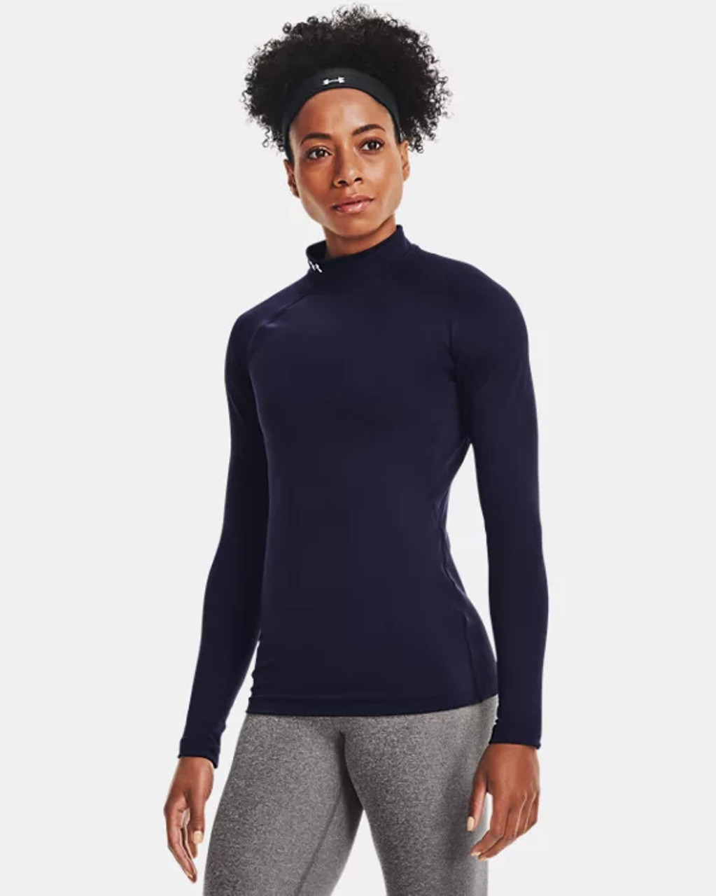 Under Armour Womens Cold Gear Compression LS Mock Neck BLACK Size
