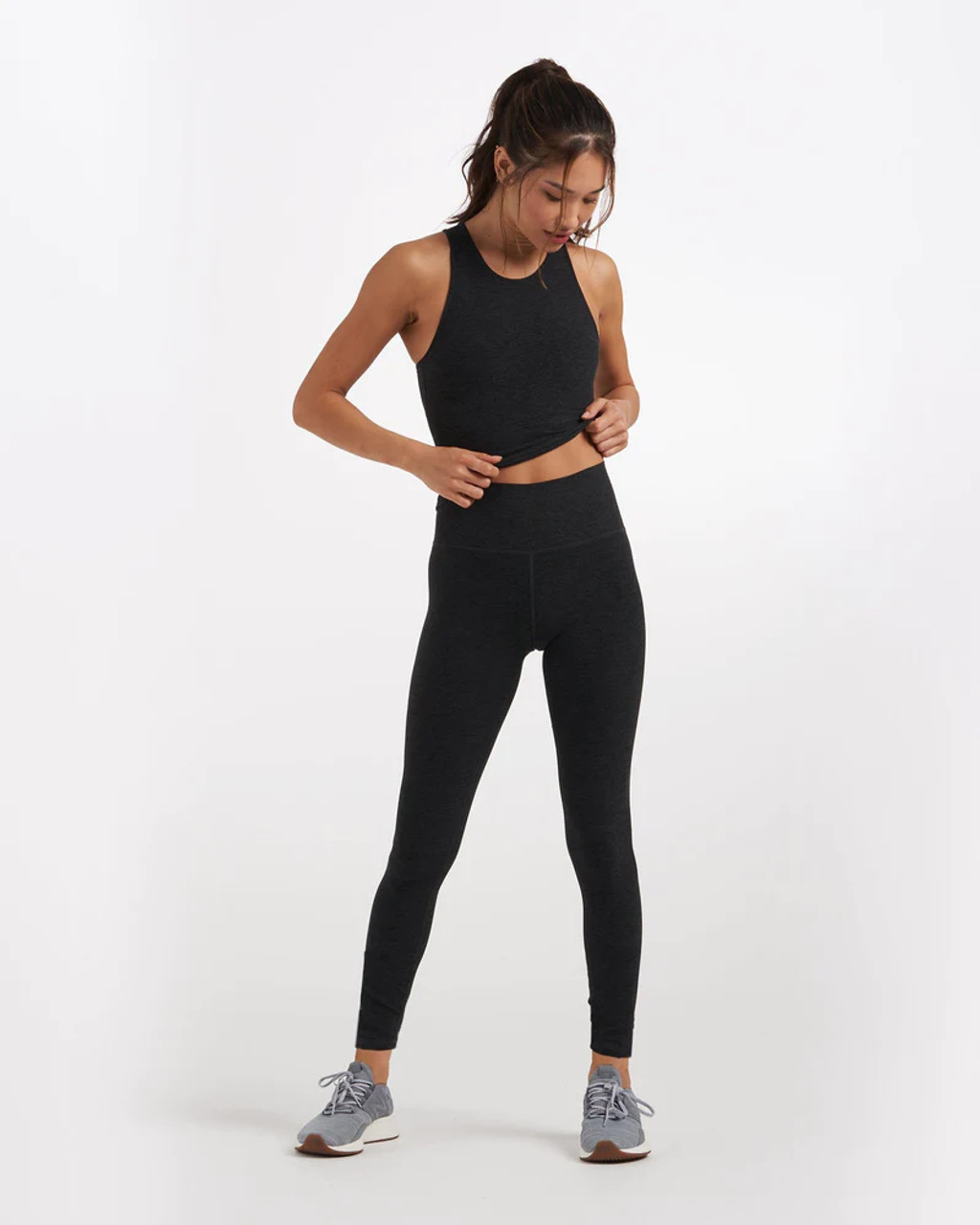 Vuori Asymmetric Block Leggings Stretch Yoga Black Camo Contrast XLarge