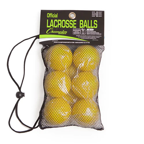 Champion Sports Lacrosse Ball Set of 6 Yellow
