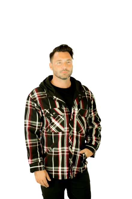 Five Brother Thermal Knit Lined Snap Front Hooded 9oz Flannel Jacket - 5480