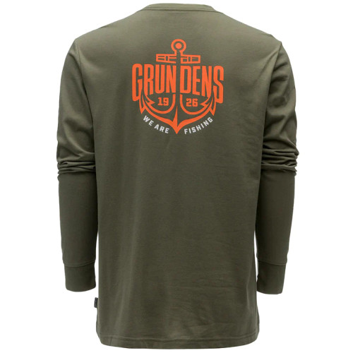 Grunden's Men's Logo Anchor Long Sleeve T-Shirts