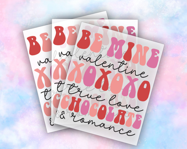 Be Mine Valentine XOXO, Ready to Press Transfer, Valentines Day, DTF Transfer