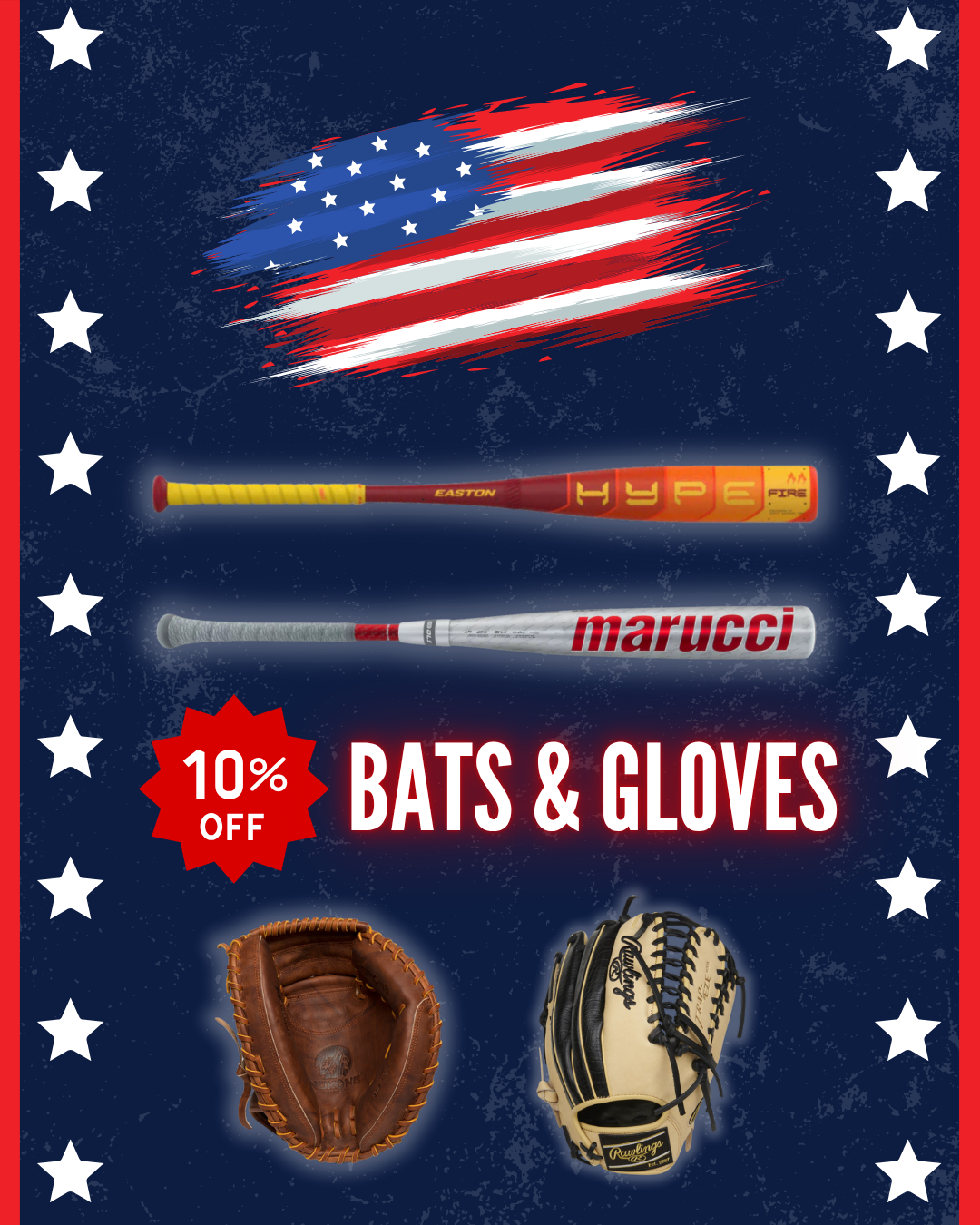 10% Off Bats & Gloves