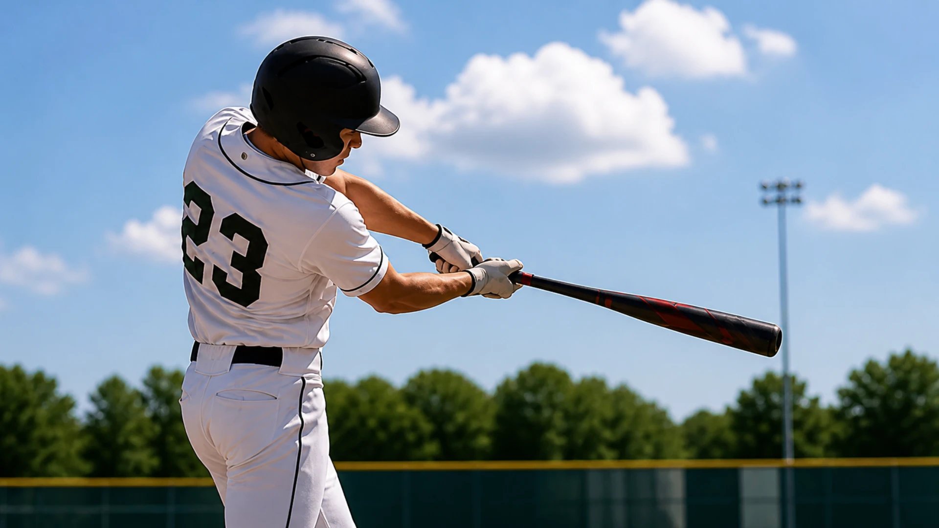 Baseball player swinging a bat