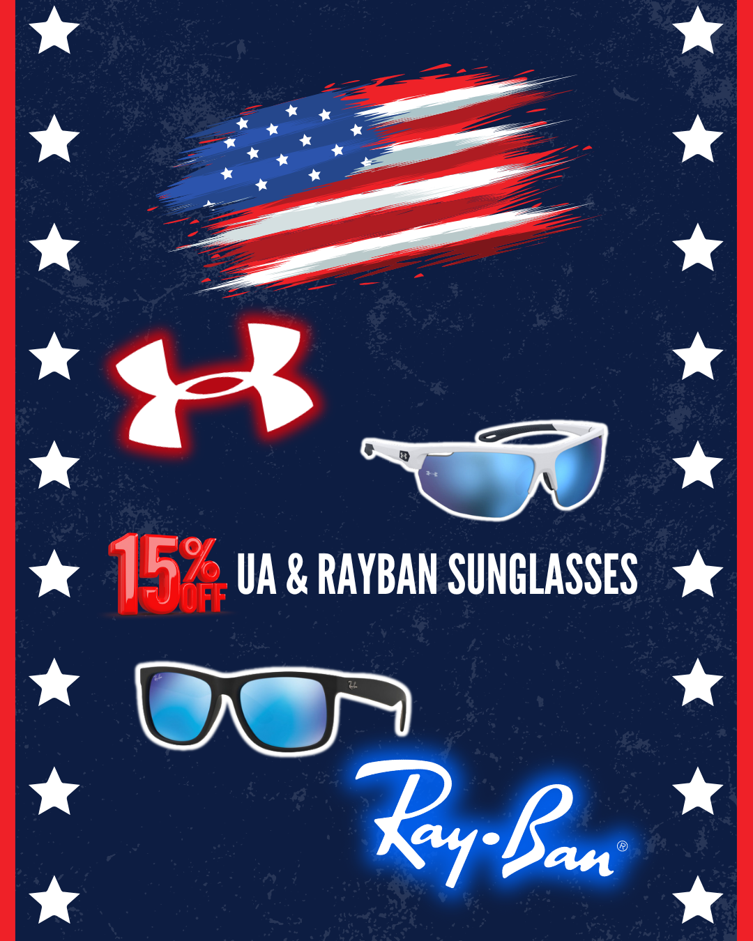 15% Off Under Armour and RayBan Sunglasses