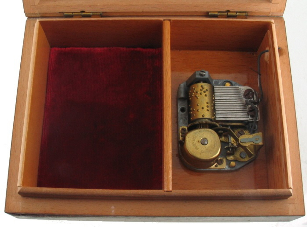 VINTAGE WALNUT REUGE SWISS MUSIC BOX INLAID WOOD ~ FREE FORM