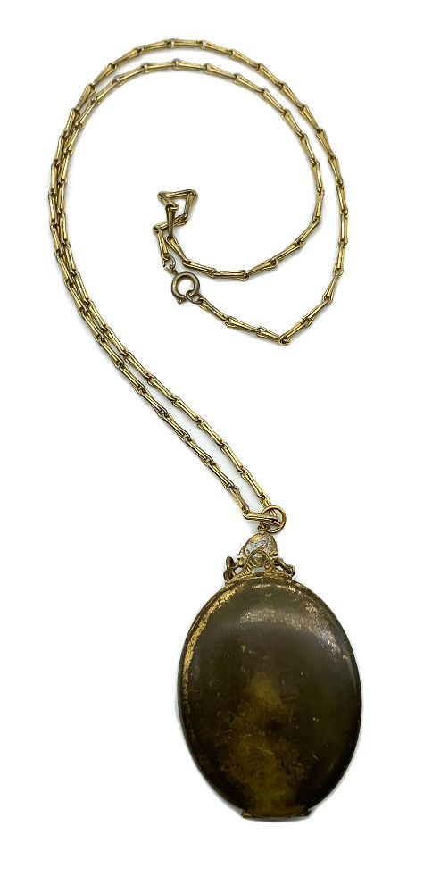 Antique Art Deco Gold Filled Aesthetic Big Floral Locket Necklace