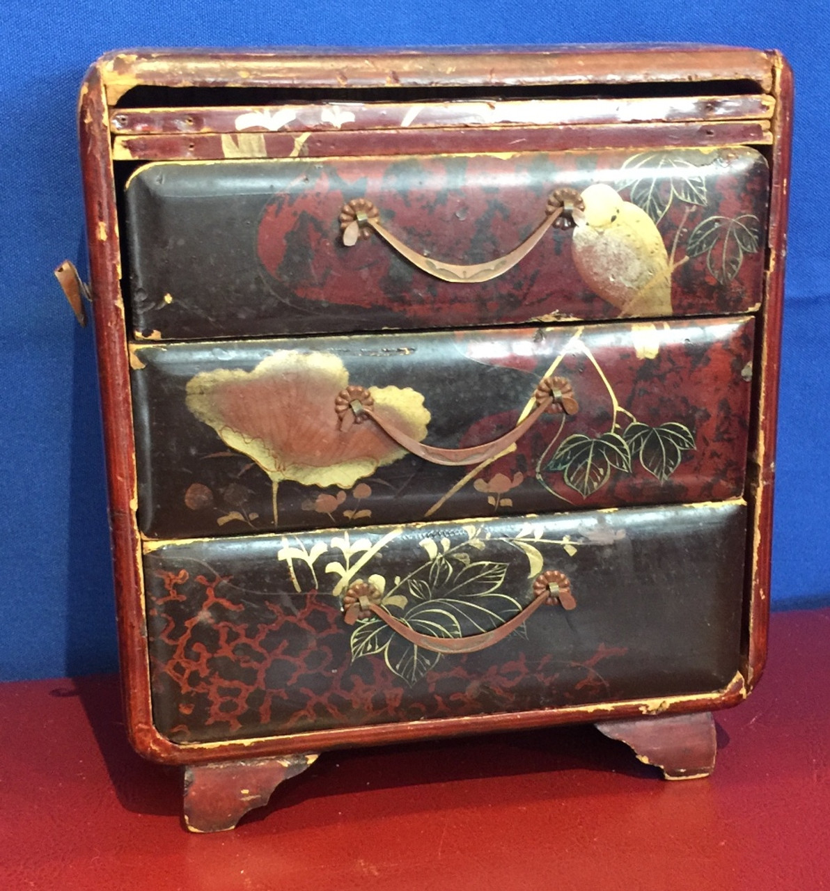 Vintage Chinese Brass & Bone Jewelry Box With Red Silk Lining - beyond  exchange