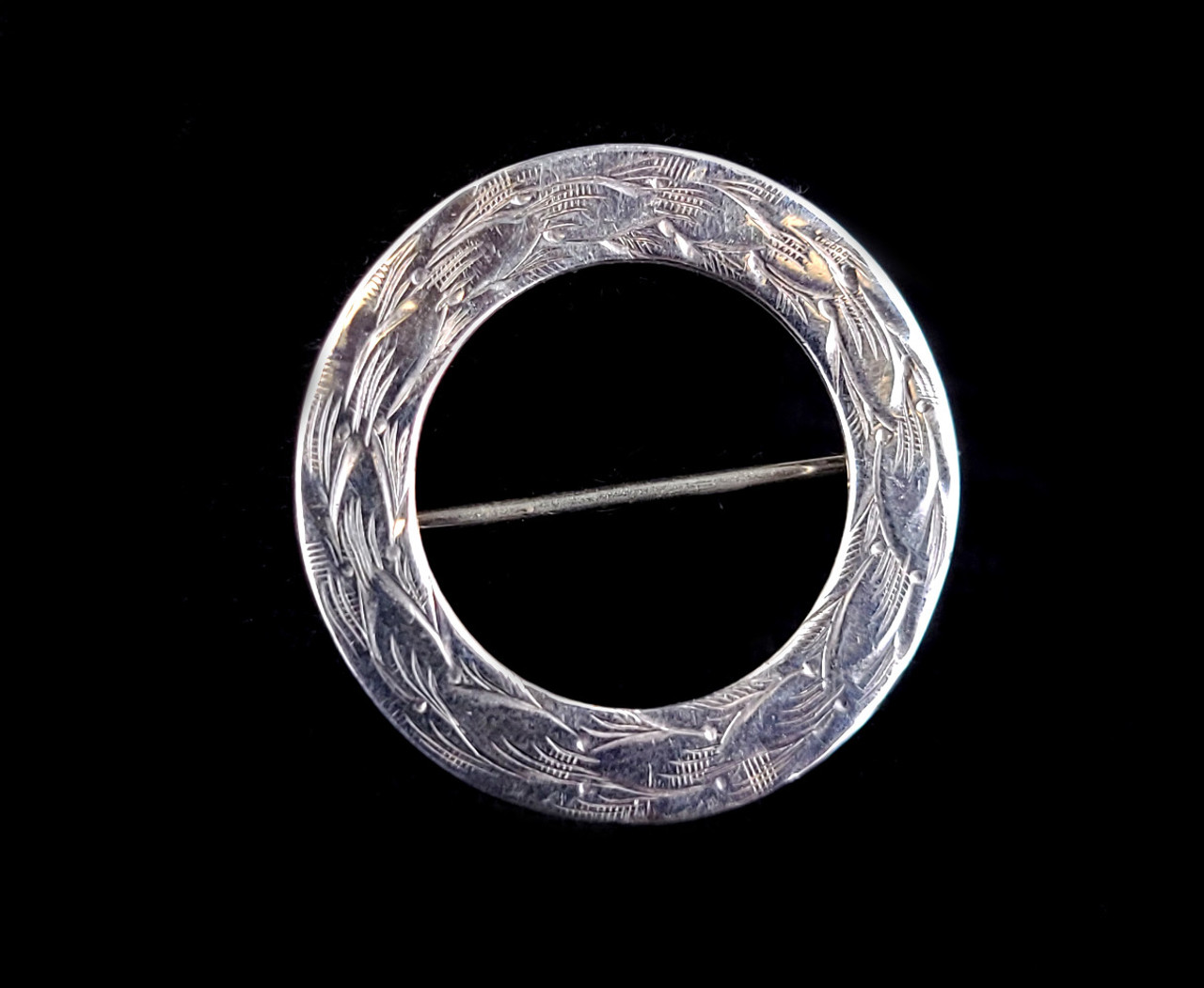 Ciner Sterling Circle Pin with Faux Pearls - Koblenz & Co. Antique