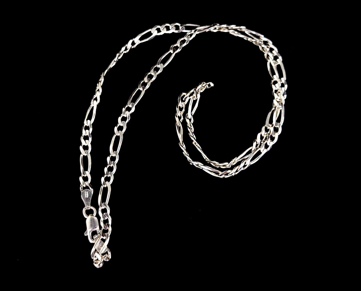 Vintage Sterling Silver 4mm Figaro Curb Disco 70s Chain Necklace 18” -  Ellis Antiques